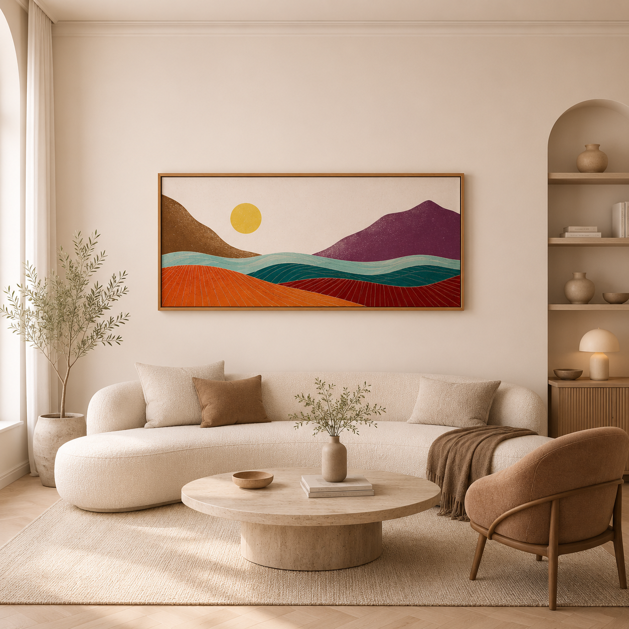 Golden Horizon – Abstract Mountain Landscape Wall Art