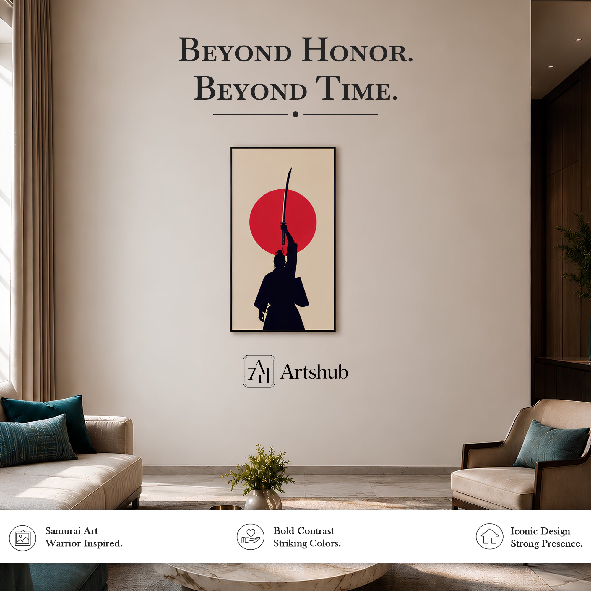 Artshub Silent Warrior – Samurai Vertical Canvas Wall Art