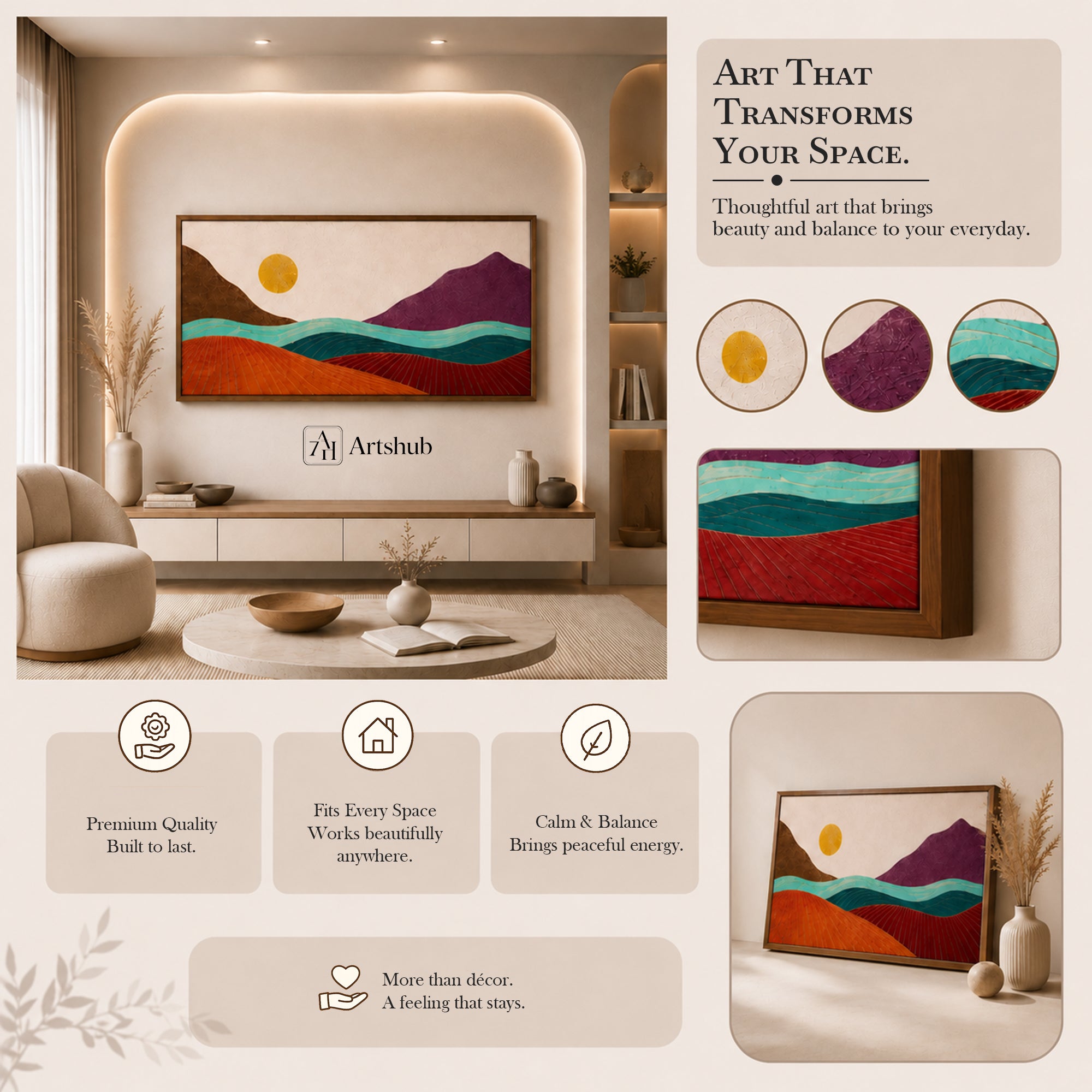 Golden Horizon – Abstract Mountain Landscape Wall Art