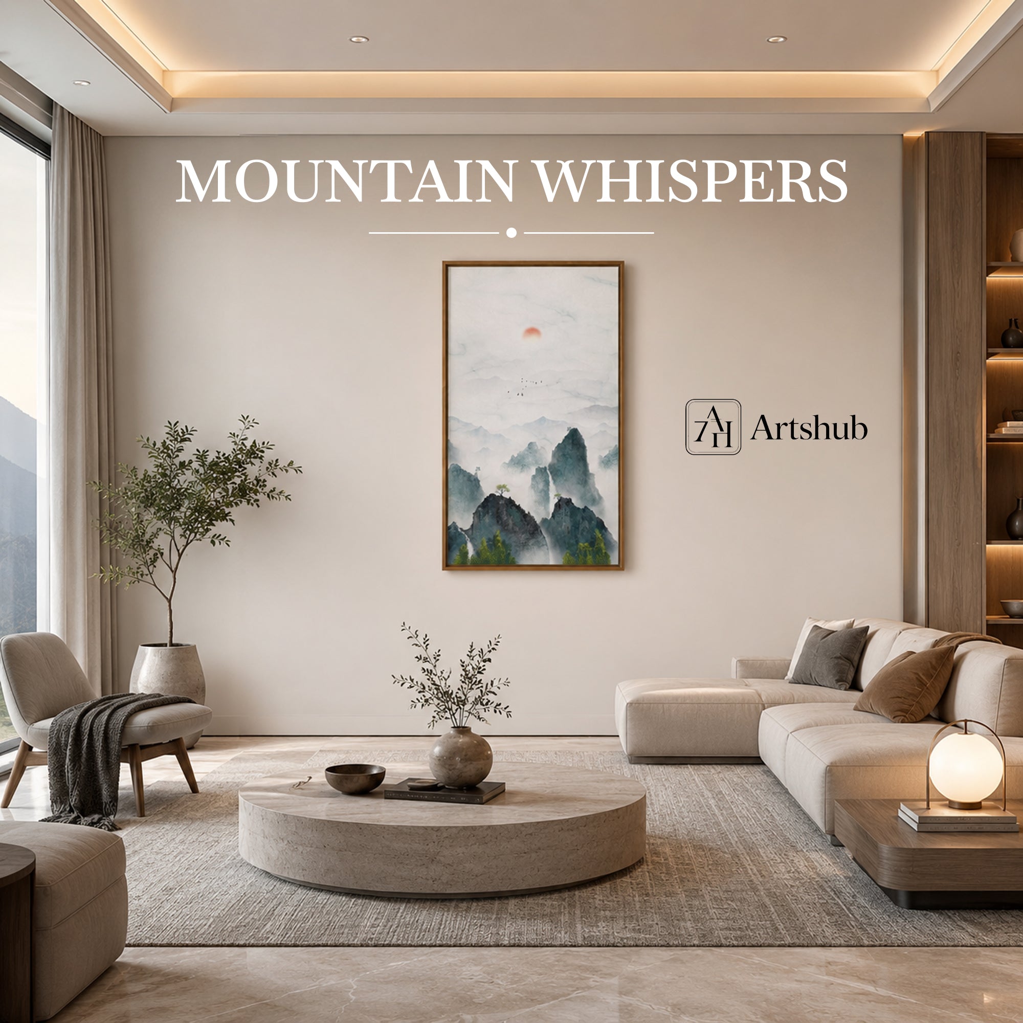 Artshub Mountain Whispers – Misty Mountain Vertical Canvas Wall Art