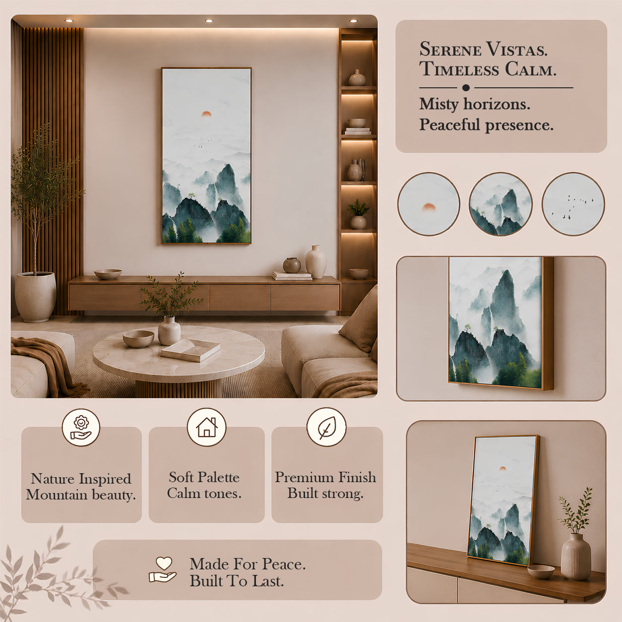 Artshub Mountain Whispers – Misty Mountain Vertical Canvas Wall Art