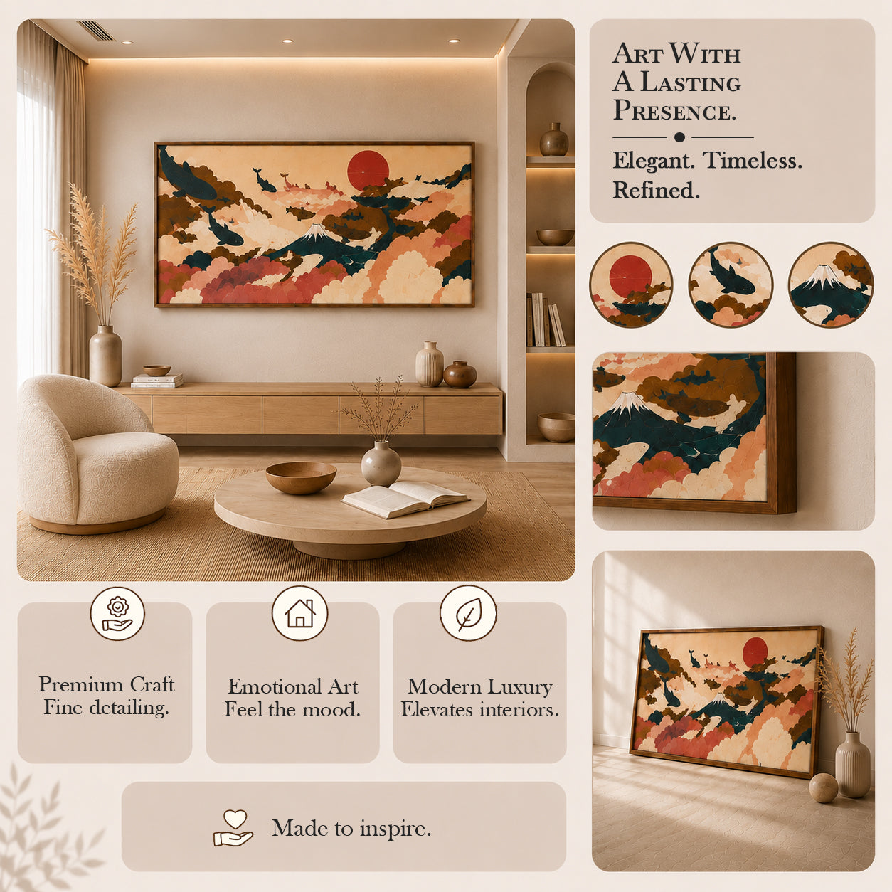 Dreamflow by Artshub | Premium Framed Japanese Koi & Cloud Landscape Wall Art