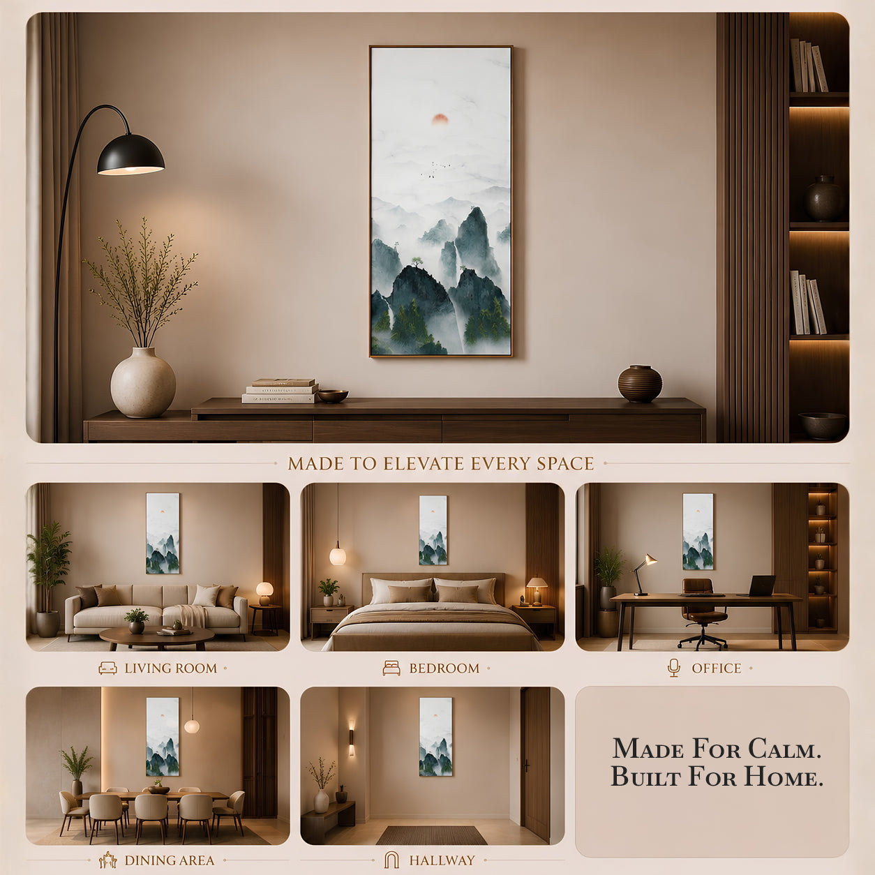 Artshub Mountain Whispers – Misty Mountain Vertical Canvas Wall Art