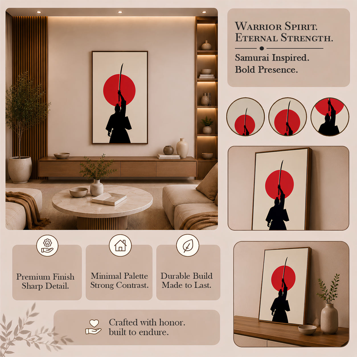 Artshub Silent Warrior – Samurai Vertical Canvas Wall Art