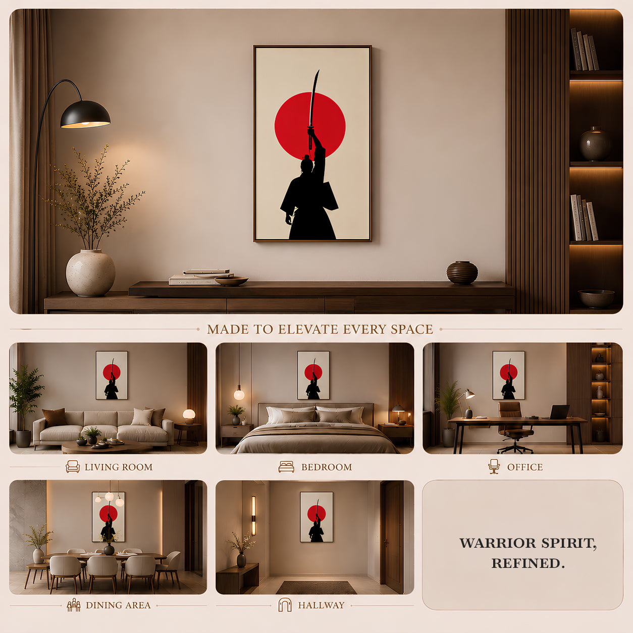 Artshub Silent Warrior – Samurai Vertical Canvas Wall Art