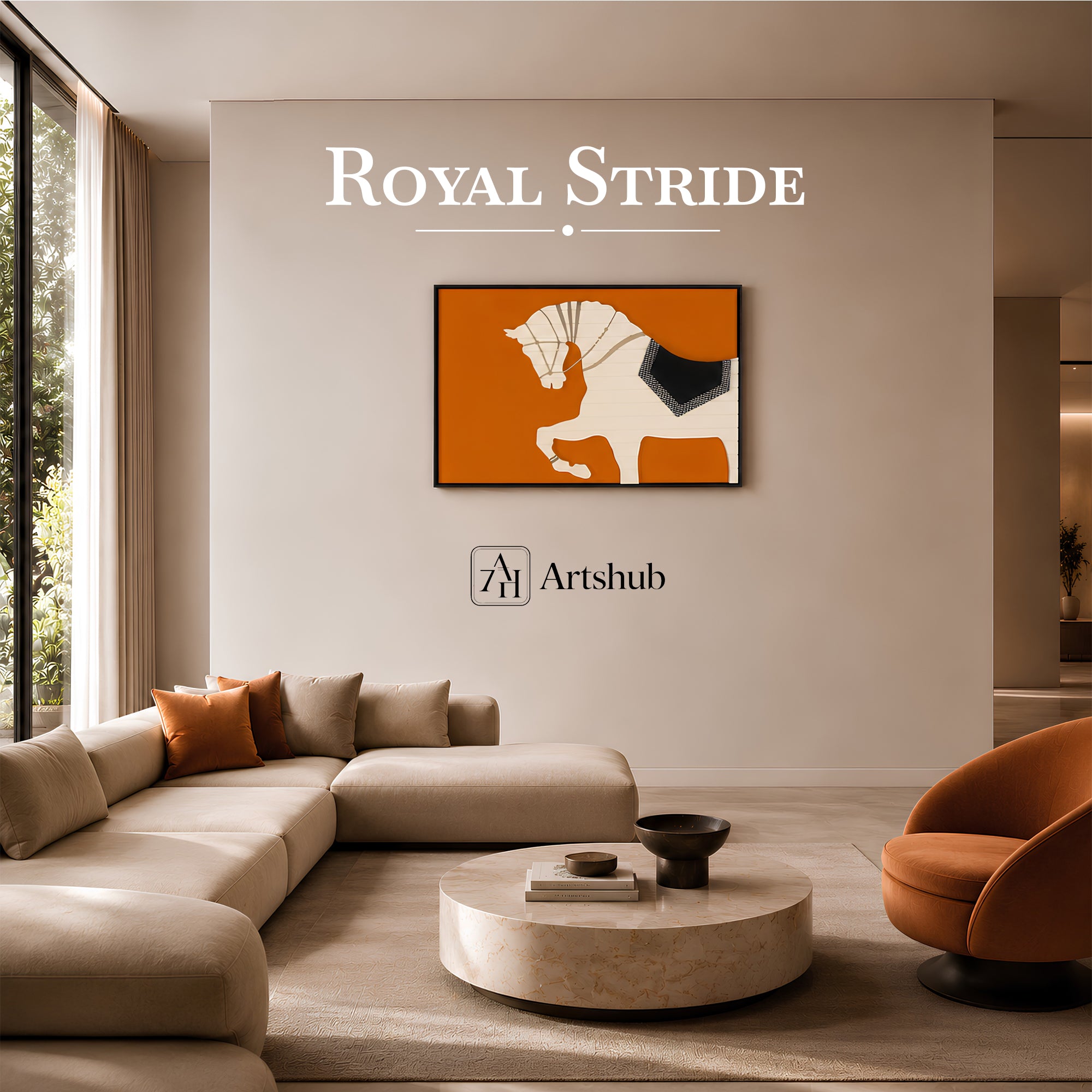 Artshub Royal Stride – Abstract Equestrian Horizontal Canvas Wall Art