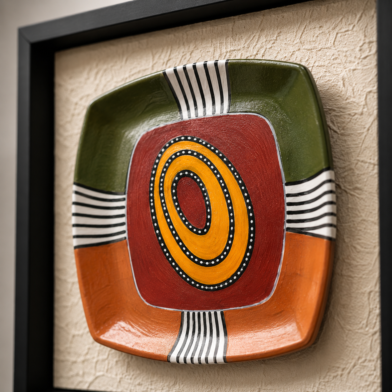Artshub Tribal Mosaic – Earthy Abstract 9-Panel Framed Gallery Wall Art Set