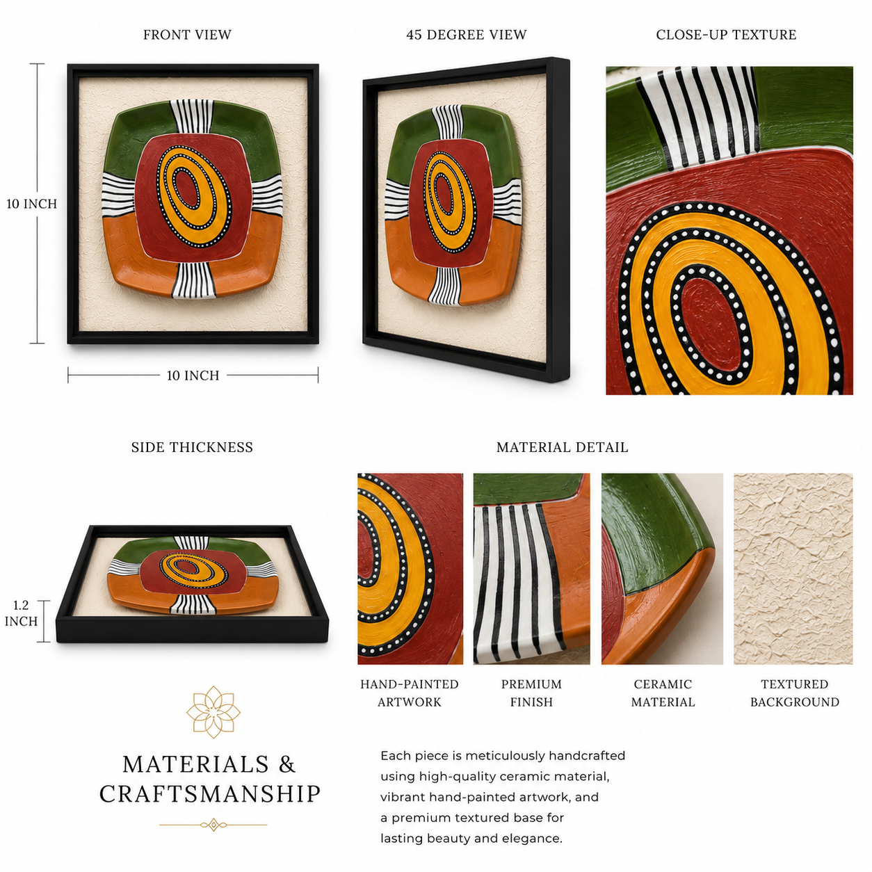 Artshub Tribal Mosaic – Earthy Abstract 9-Panel Framed Gallery Wall Art Set