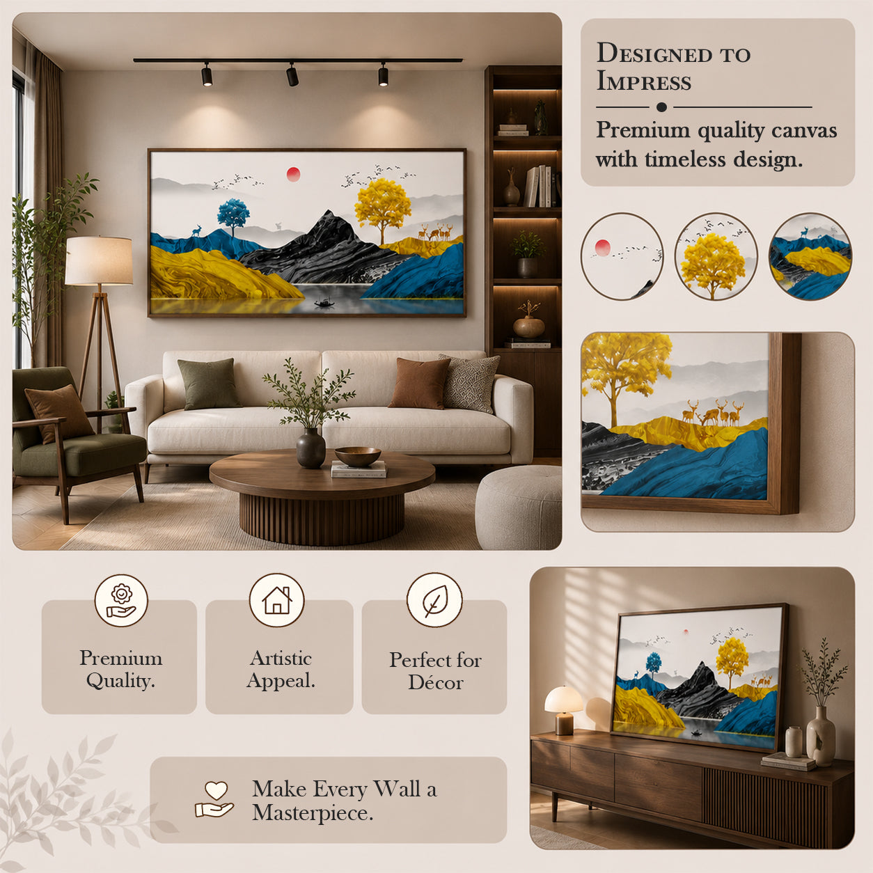 Mystic Waters II by Artshub | Premium Framed Mountain & Deer Landscape Wall Art
